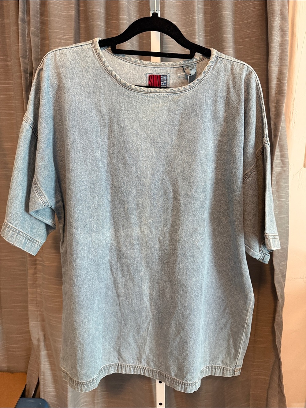 Sunbelt Light Blue Denim Short Sleeve Top Oversized